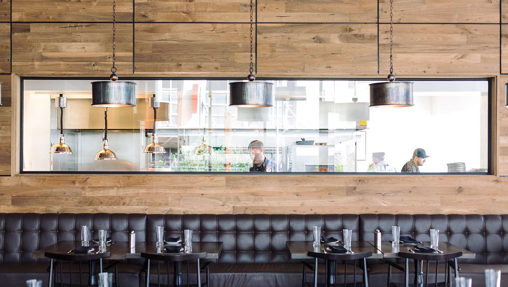 View of the kitchen fron the dining room at Blue Hound