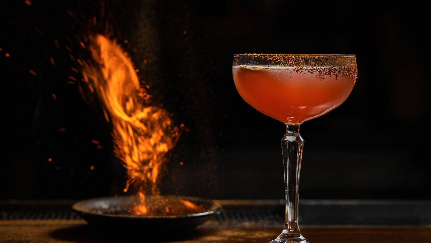 Cocktail with flame
