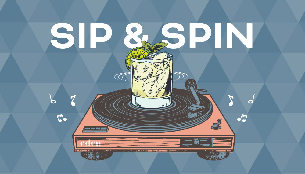 graphic that says Sip & Spin